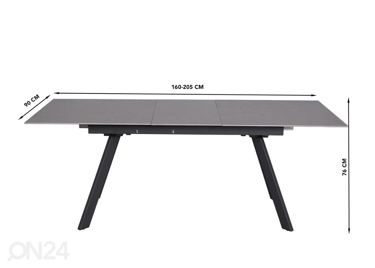 Pikendatav söögilaud 90x160/205 cm suurendatud mõõdud
