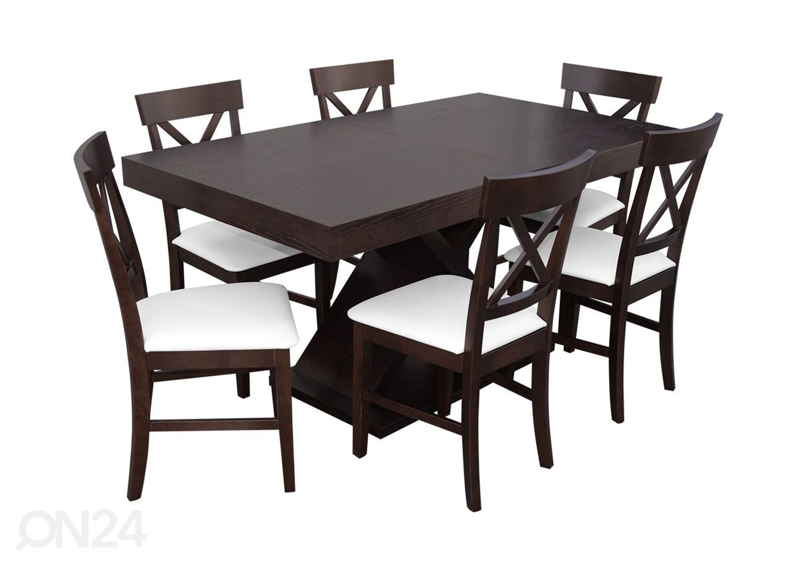 Pikendatav söögilaud 90x160-210 cm + 6 tooli suurendatud