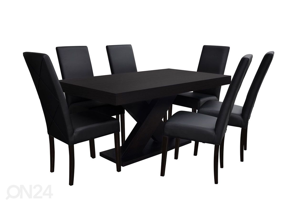 Pikendatav söögilaud 90x160-210 cm + 6 tooli suurendatud