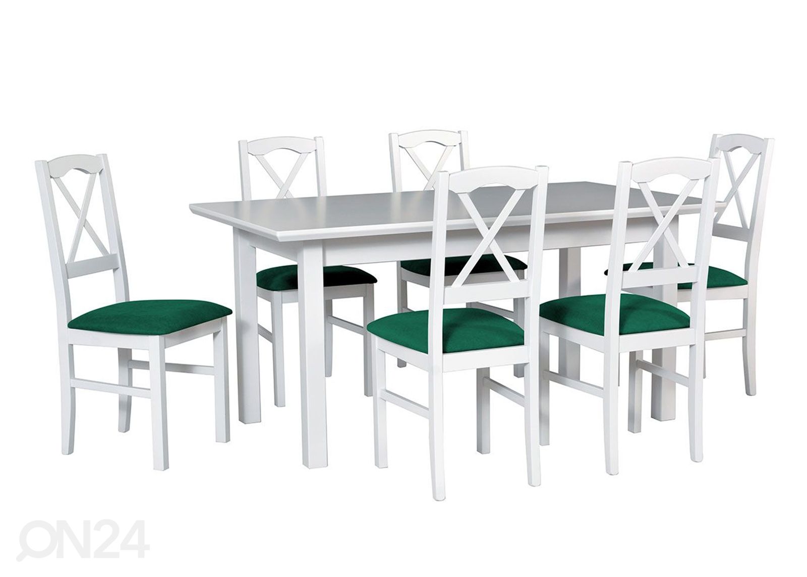 Pikendatav söögilaud 90x160-240 cm + 6 tooli suurendatud