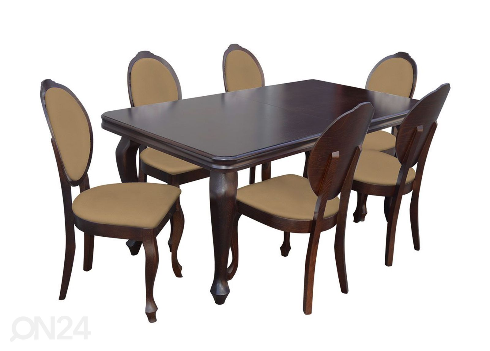 Pikendatav söögilaud 90x170-250 cm + 6 tooli suurendatud