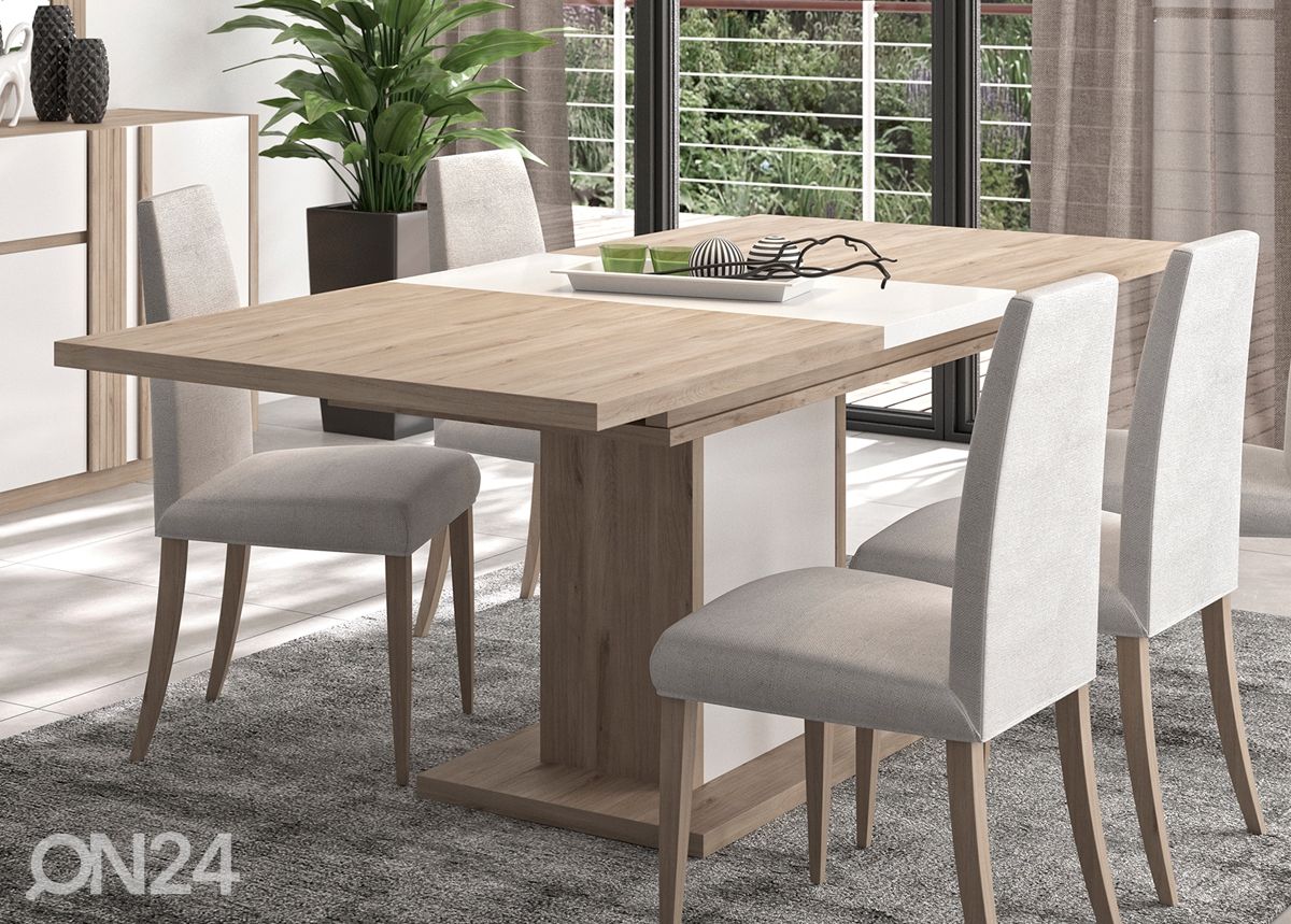 Pikendatav söögilaud Aston 160-208x90 cm suurendatud