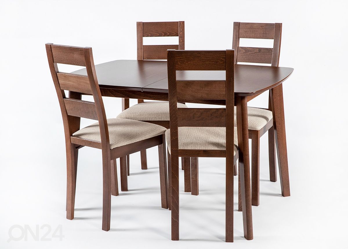 Pikendatav söögilaud Bari + 4 tooli Parma, hele wenge suurendatud
