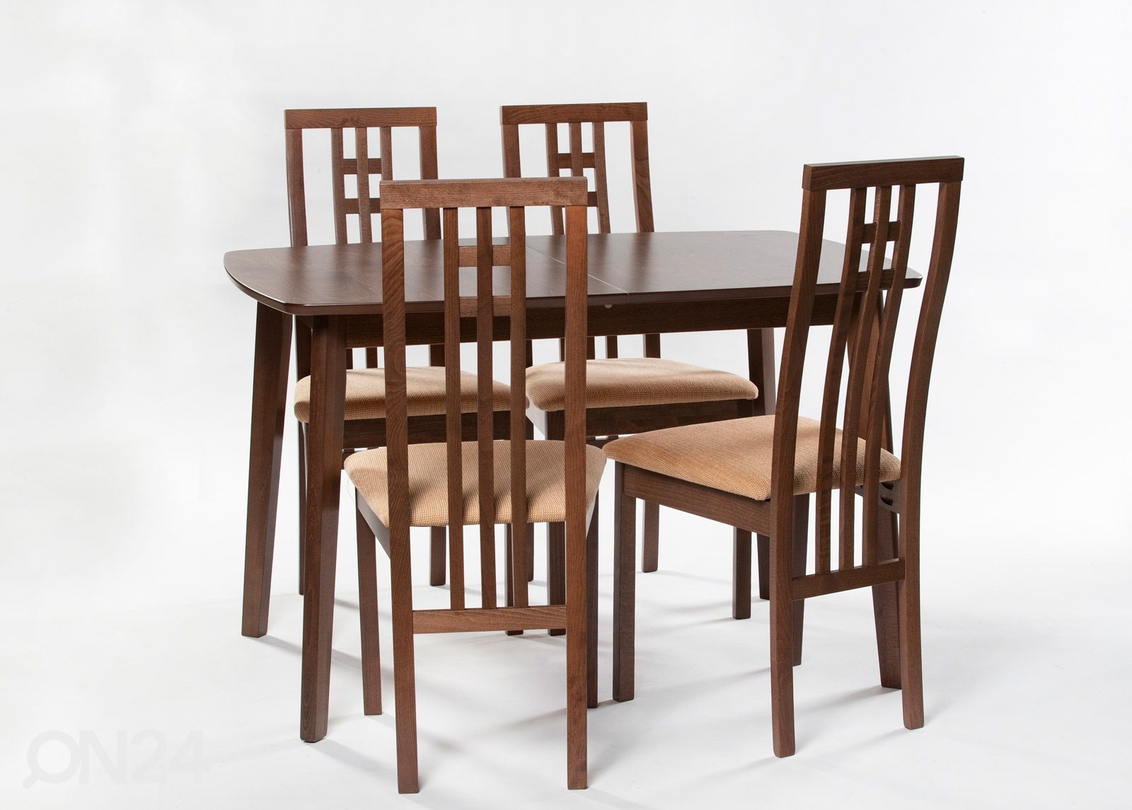 Pikendatav söögilaud Bari 80x120-150 cm + 4 tooli Monza, hele wenge suurendatud