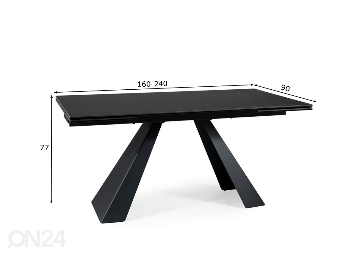 Pikendatav söögilaud Dali 160-240x90 cm suurendatud mõõdud