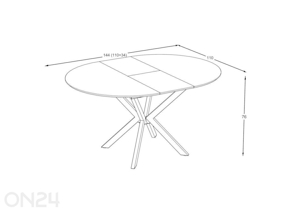 Pikendatav söögilaud Diano D110/144 suurendatud mõõdud