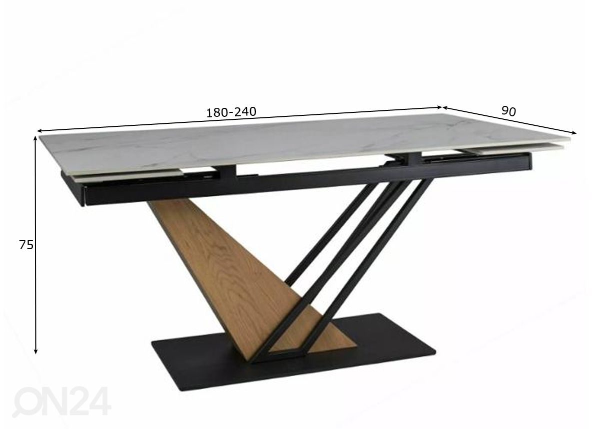 Pikendatav söögilaud Mercury 180-240x90 cm suurendatud mõõdud