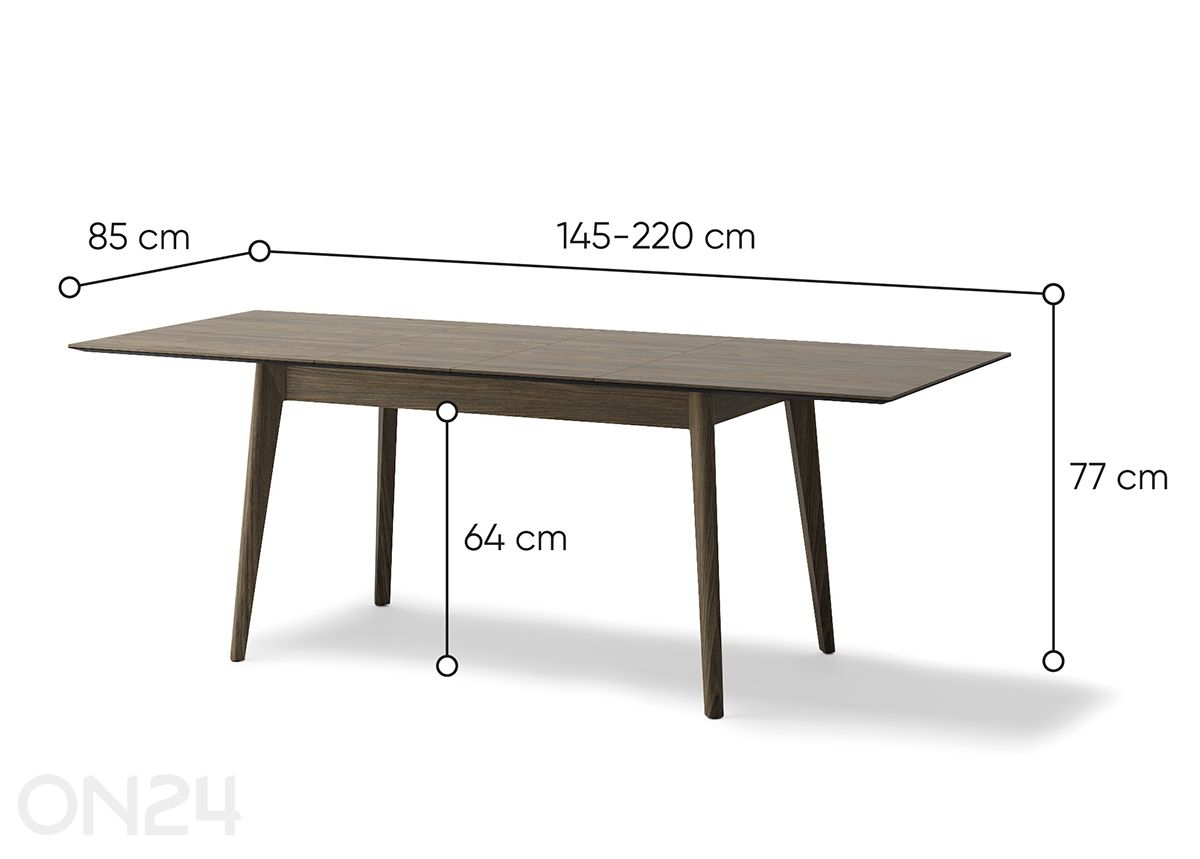 Pikendatav söögilaud Plot 85x145/220 cm suurendatud mõõdud