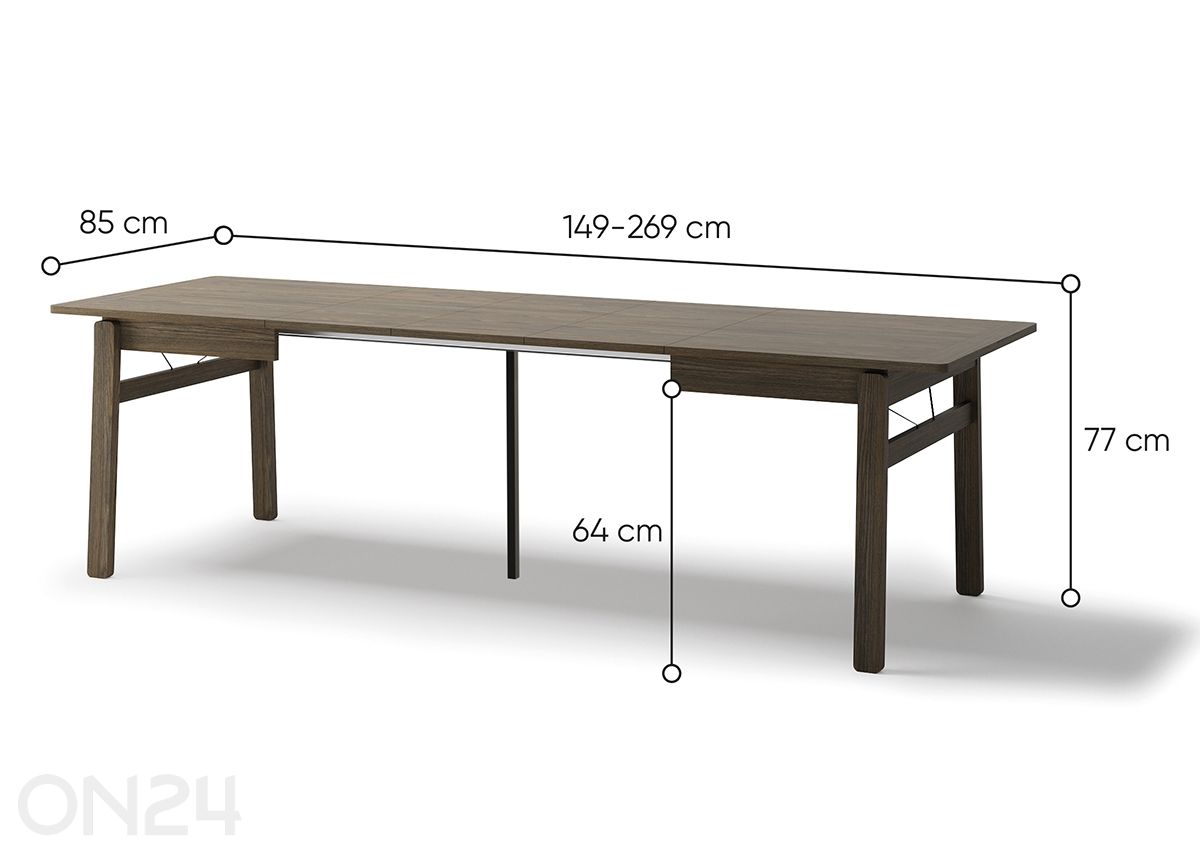 Pikendatav söögilaud Plot 85x149/269 cm suurendatud mõõdud