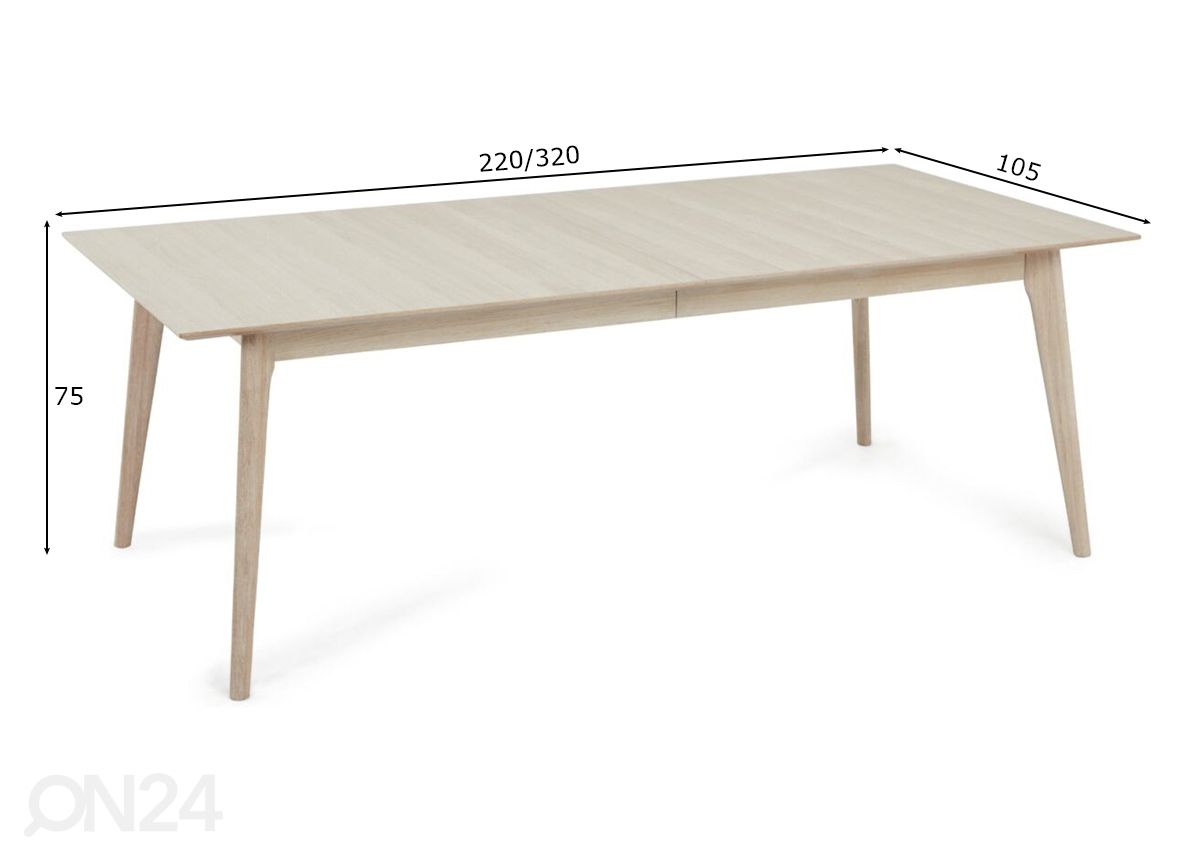 Pikendatav söögilaud Porto 220/320x105cm suurendatud mõõdud