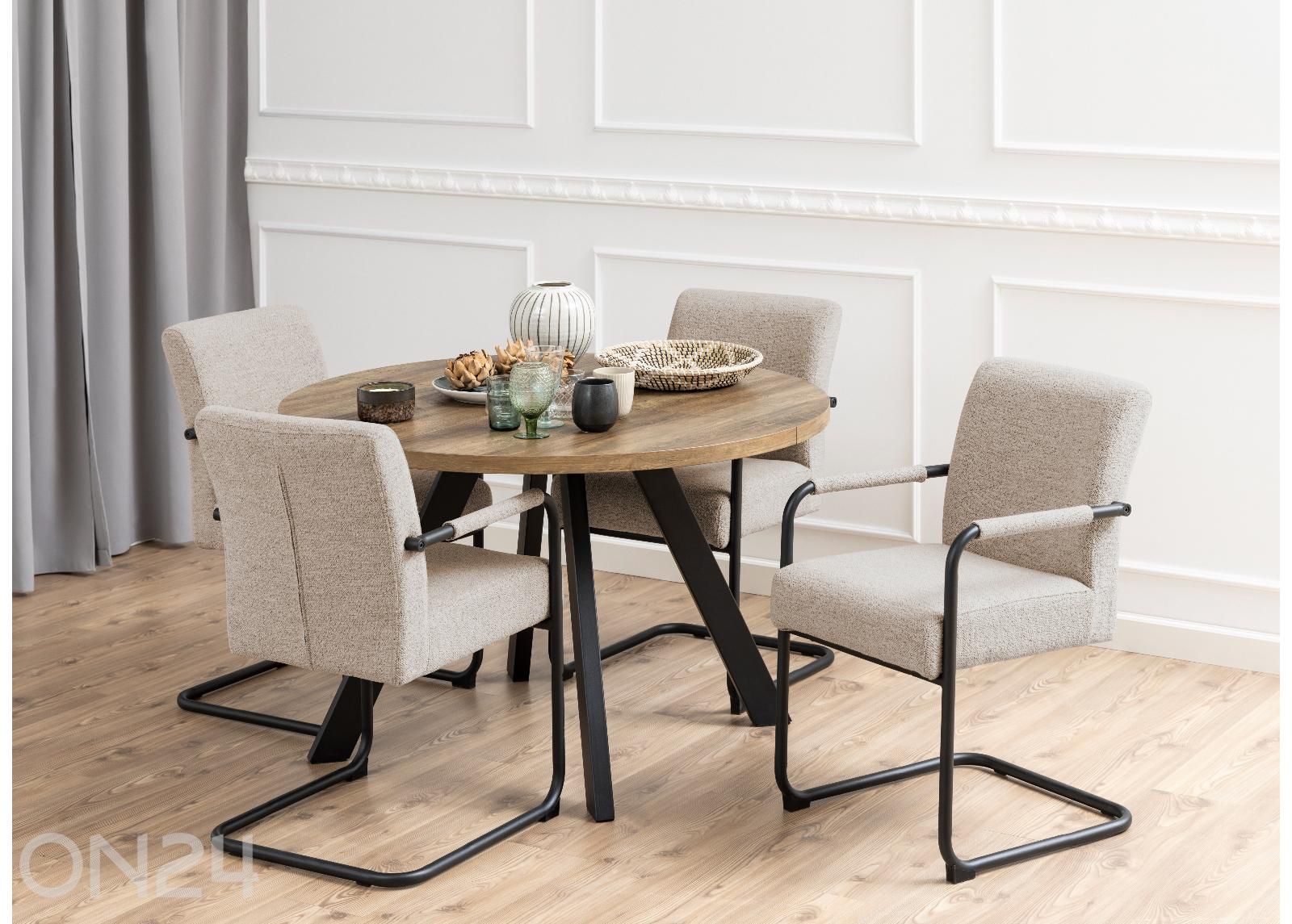 Pikendatav söögilaud Saida Ø120/210x75 cm suurendatud