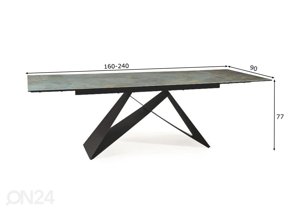 Pikendatav söögilaud West 160-240x90 cm suurendatud mõõdud