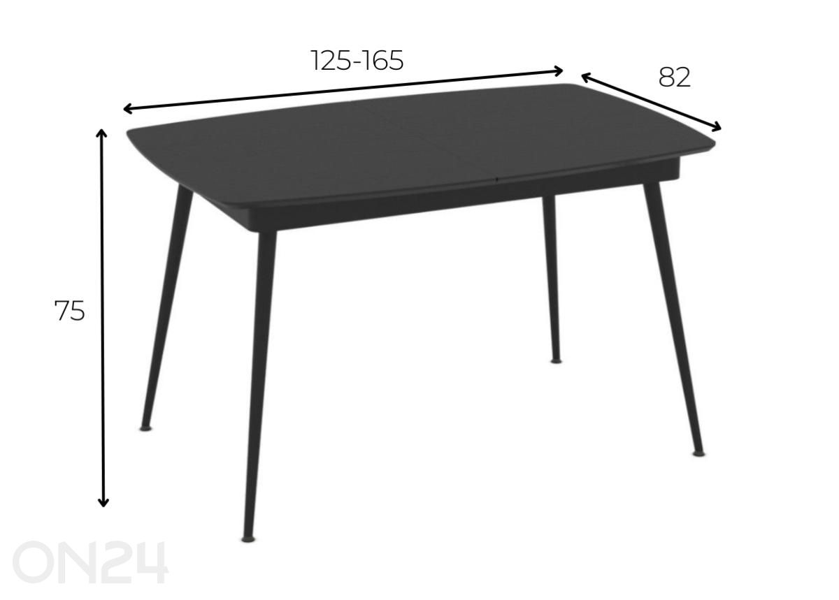 Pikendatav söögilaud Yense 80x125/165 suurendatud mõõdud