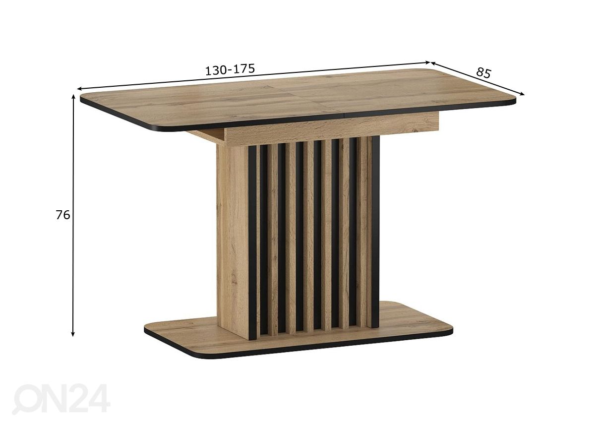 Pikendatav söögilaud Zenda 130-175x85 cm suurendatud mõõdud