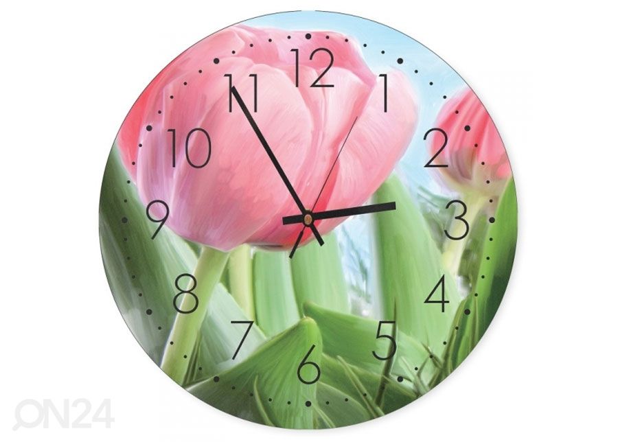 Pildiga seinakell Pink tulips suurendatud
