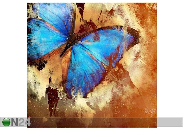 Pilt Grunge Style With Blue Butterfly 80x83 cm suurendatud