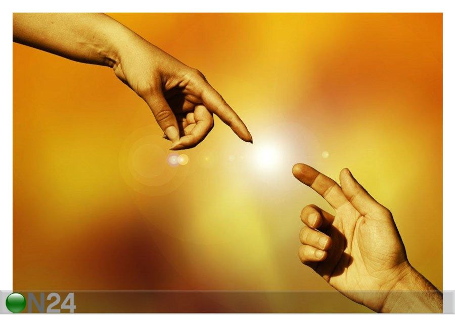 Pilt Male and Female Hands Pointing at Each Other 86x60 cm suurendatud