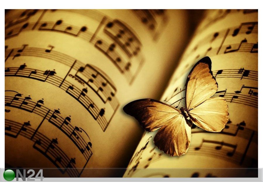 Pilt Open Music Book and a Butterfly 75x50 cm suurendatud