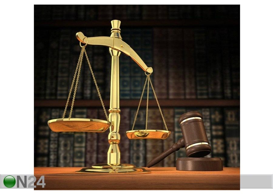 Pilt Scales of Justice and Gavel on Desk 55x50 cm suurendatud