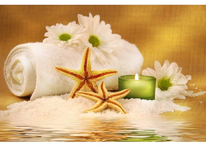 Pilt Starfish and Green Candle 60x40 cm suurendatud