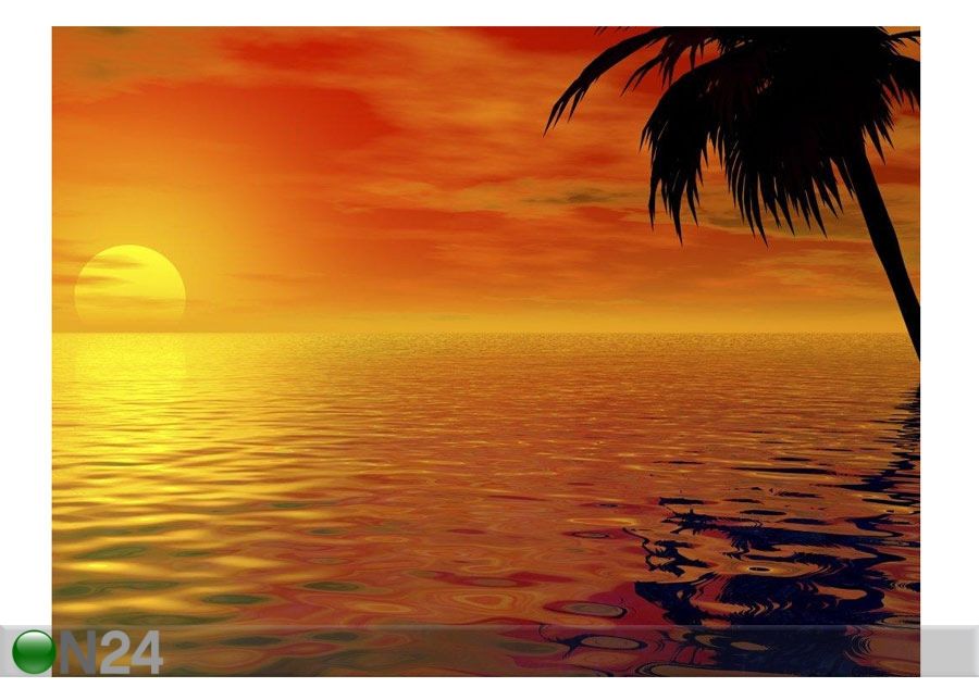 Pilt Sunset and Palm Tree 53x40 cm suurendatud
