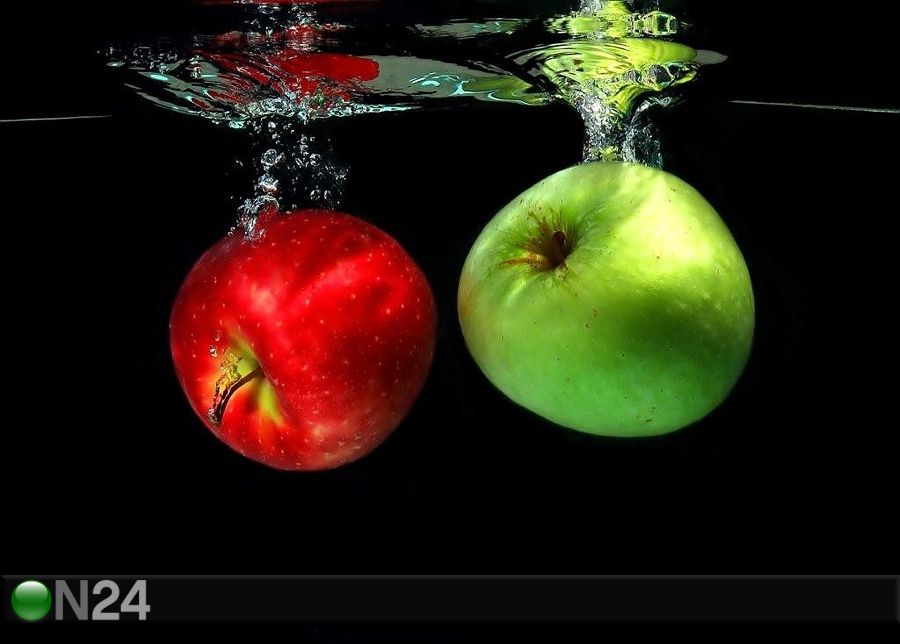 Pilt Two Apple Falling Into Water 96x70 cm suurendatud