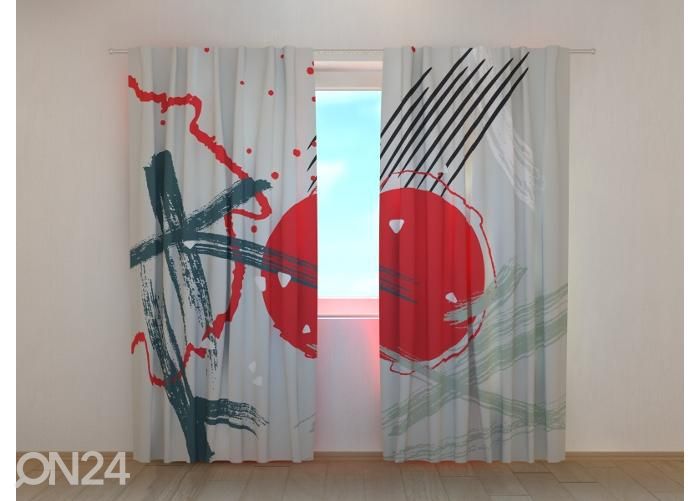 Pimendav fotokardin Abstract Red Chinese Sun 240x220 cm suurendatud