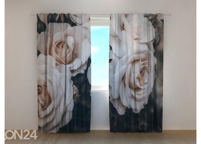 Pimendav fotokardin Beautiful Pastel Roses in the Garden 240x220 cm suurendatud