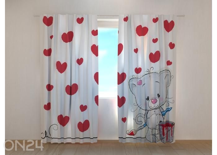 Pimendav fotokardin Kitten and Hearts 240x220cm suurendatud
