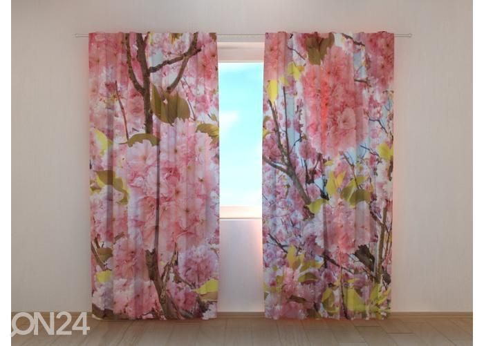 Pimendav fotokardin Pink Sakura 240x220 cm suurendatud