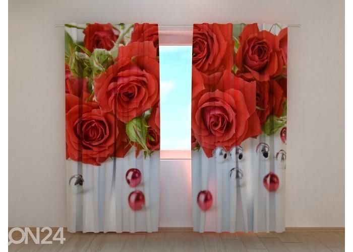 Pimendav fotokardin Rose and Beads 240x220 cm suurendatud