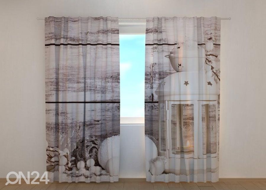 Pimendav kardin White Christmas Lantern 240x220 cm suurendatud