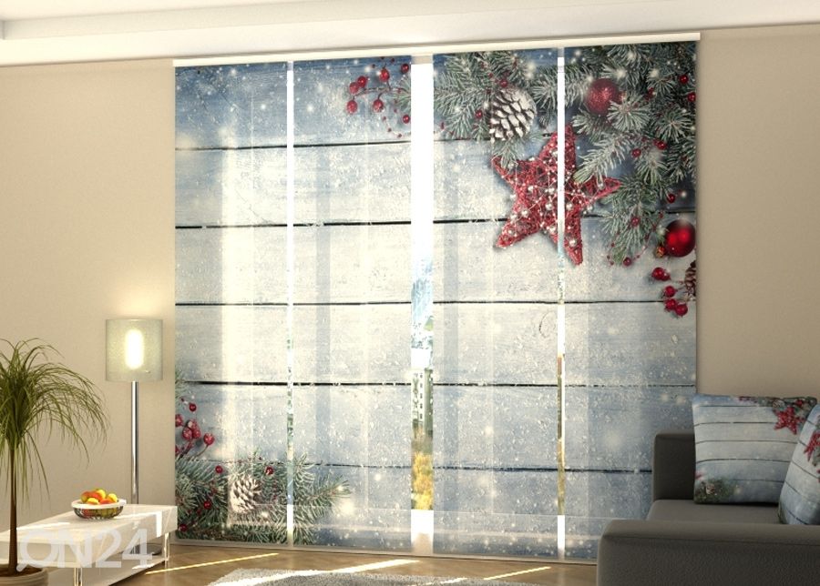 Pimendav paneelkardin Christmas Red Star 3, 240x240 cm suurendatud
