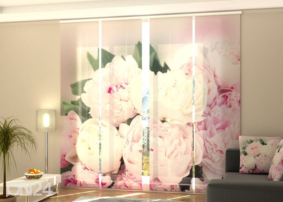 Pimendav paneelkardin Fresh Pink Peonies 240x240 cm suurendatud