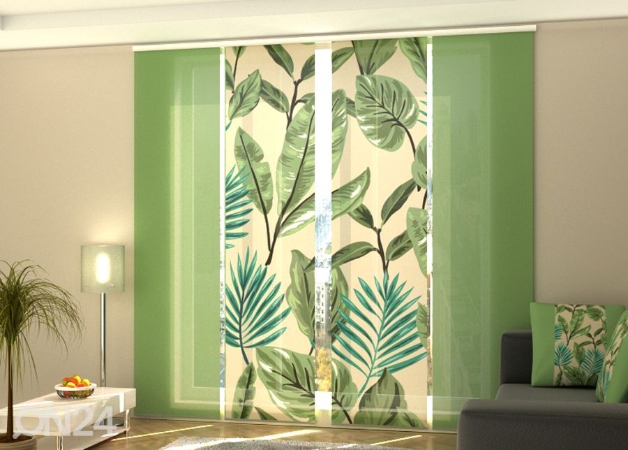 Pimendav paneelkardin Green leaves 240x240 cm suurendatud