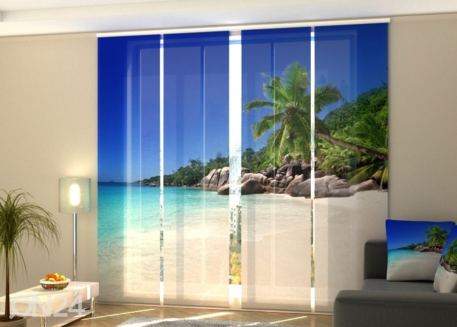 Pimendav paneelkardin Palm tree on the beach 240x240 cm suurendatud
