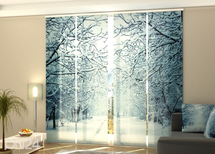 Pimendav paneelkardin Snowy Evening 240x240 cm suurendatud