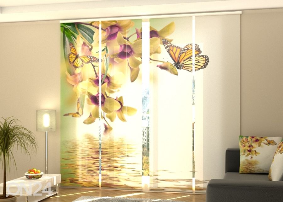 Pimendav paneelkardin Tropical Flowers 240x240 cm suurendatud