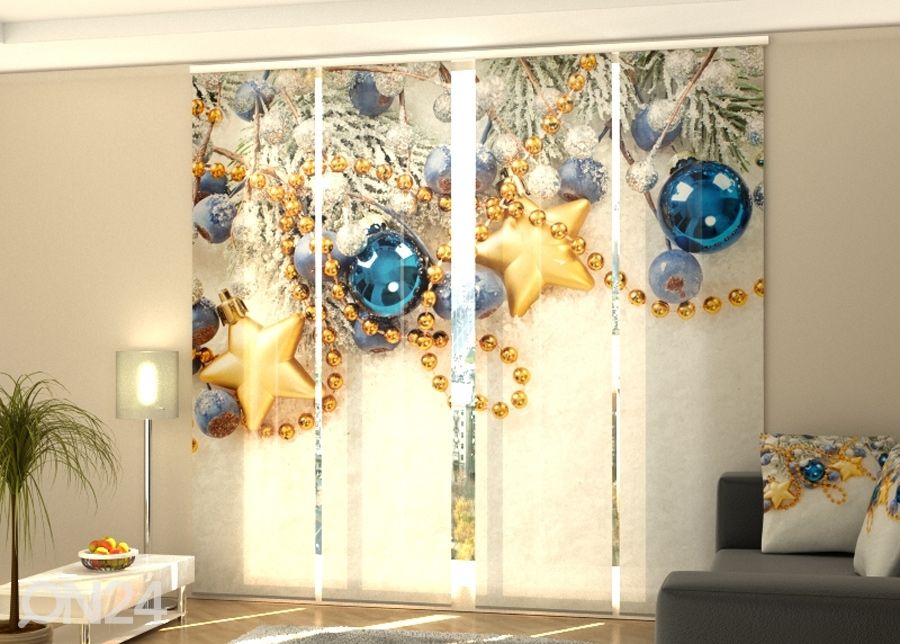 Pimendav paneelkardin Xmas Decorations on the Snow 240x240 cm suurendatud