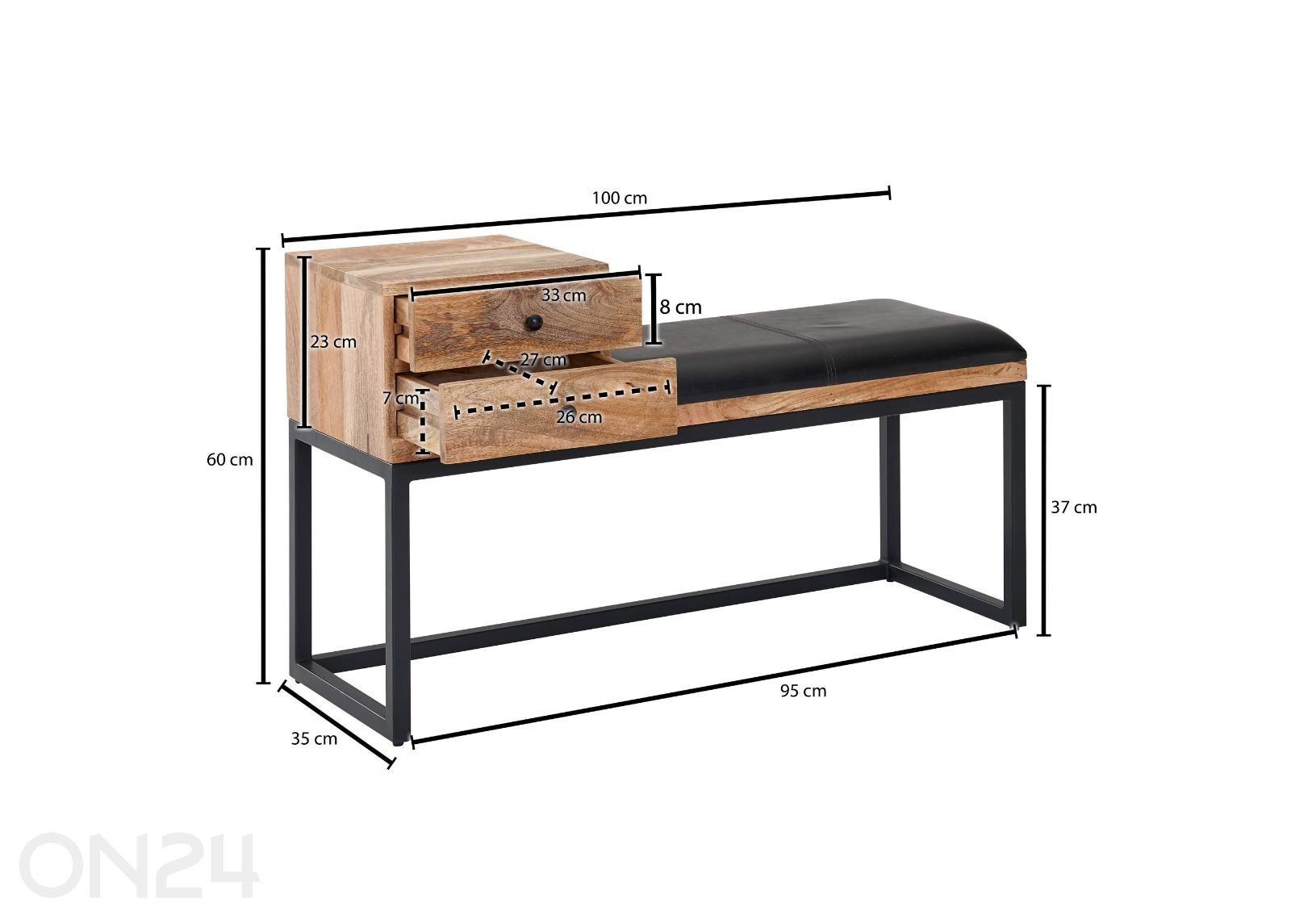 Pink 100 cm suurendatud mõõdud