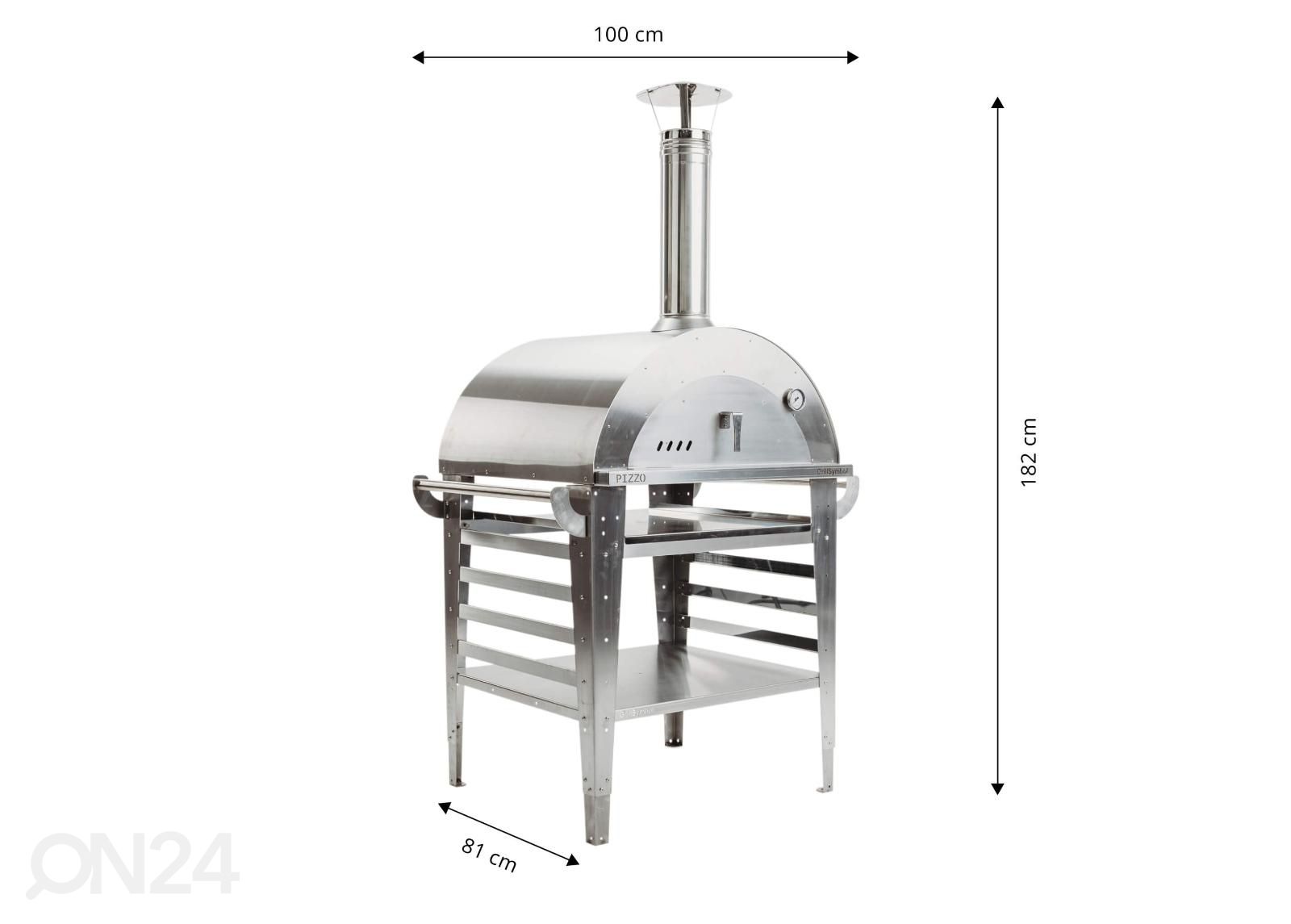 Pitsaahi koos aluslauaga Pizzo-Set-Inox suurendatud mõõdud