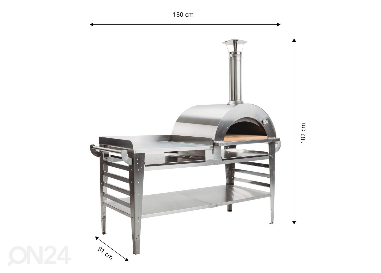 Pitsaahi koos aluslauaga Pizzo-XL-set-Inox suurendatud mõõdud