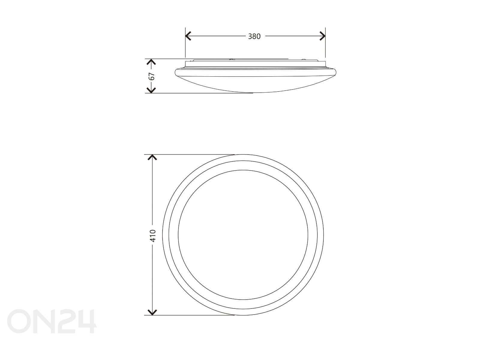 Plafoon Areso LED Ø 80 cm suurendatud mõõdud