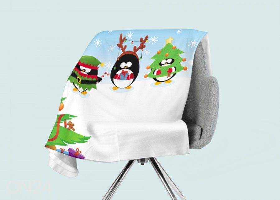 Pleed Christmas Penguins 130x150 cm suurendatud
