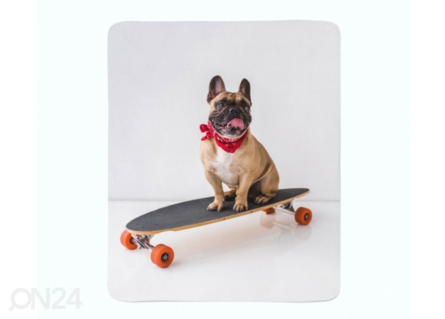 Pleed French Bulldog on Skateboard 130x150 cm suurendatud