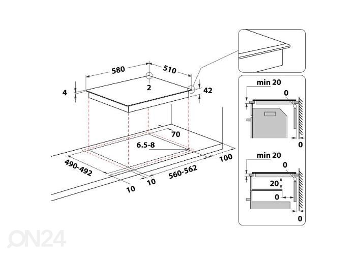 Pliidiplaat Whirlpool AKT8190/BA suurendatud mõõdud