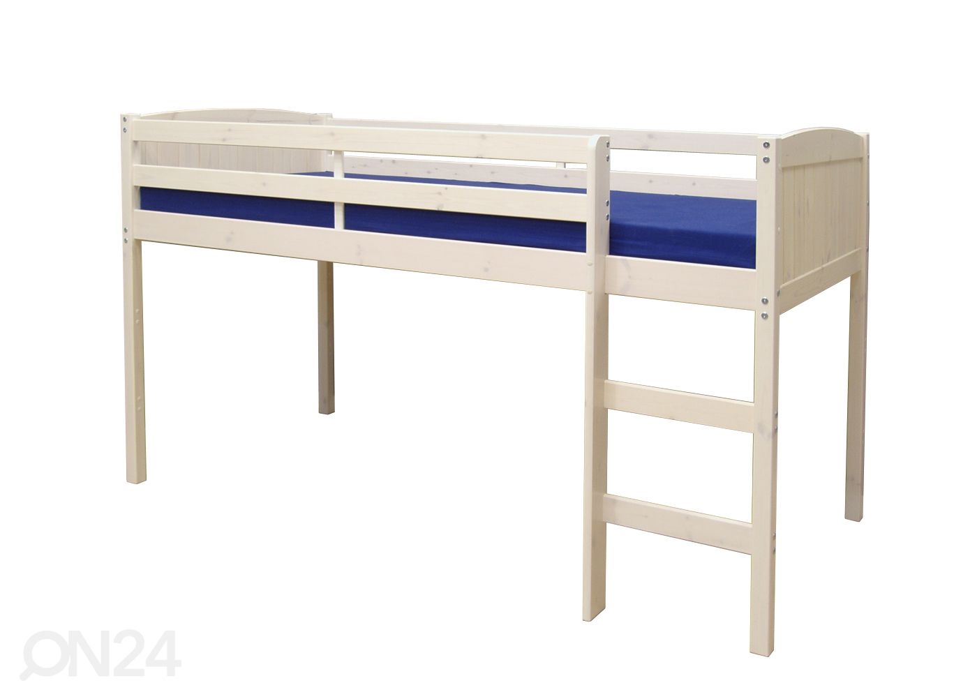 Poolkõrge voodi 90x190 cm, läbikumav valge suurendatud