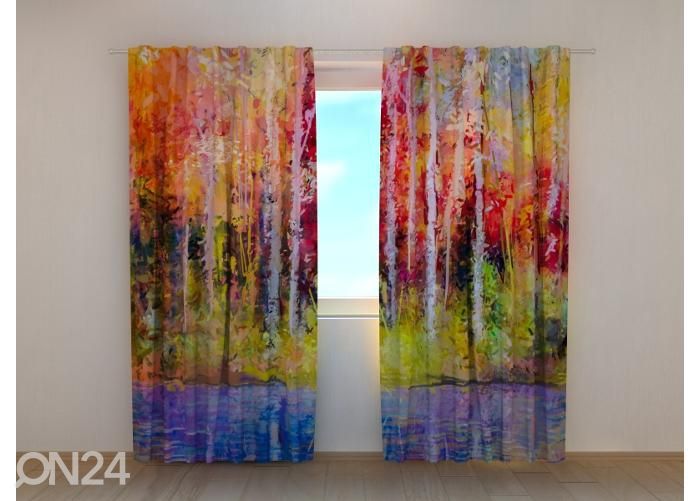 Poolpimendav fotokardin Oil Painting Colorful Autumn Trees 240x220 cm suurendatud