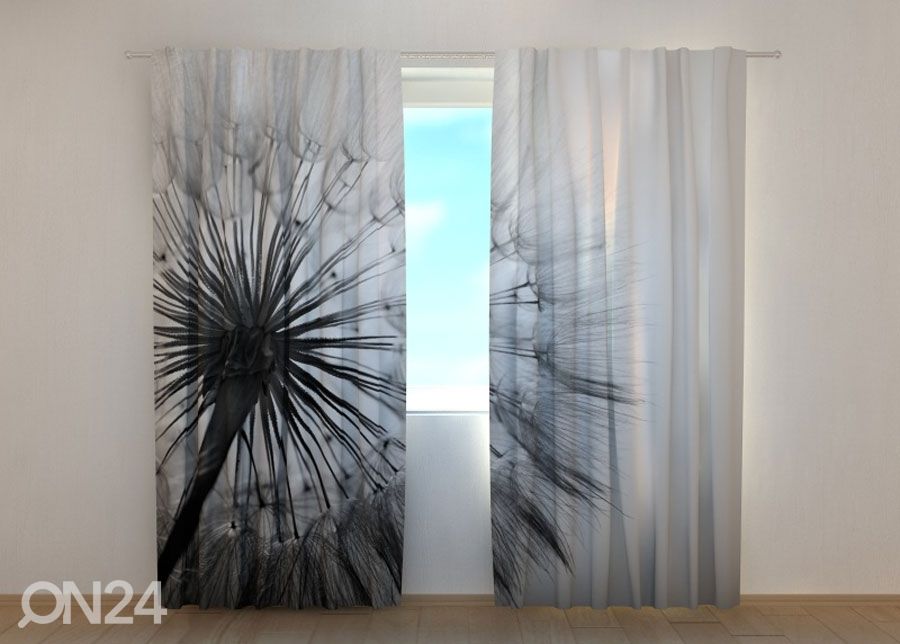 Poolpimendav kardin Amazing Dandelion Black and White suurendatud