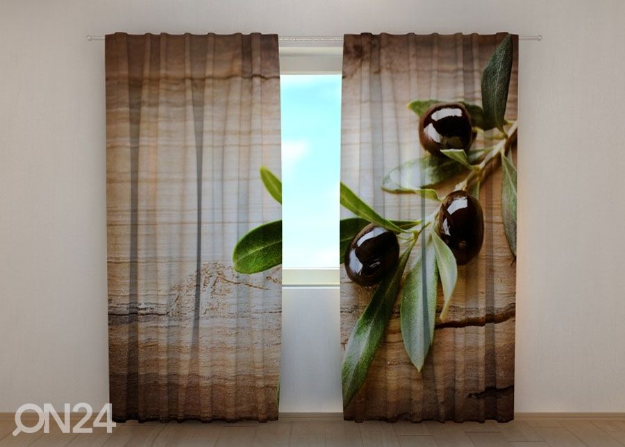 Poolpimendav kardin Black Olives 240x220 cm suurendatud